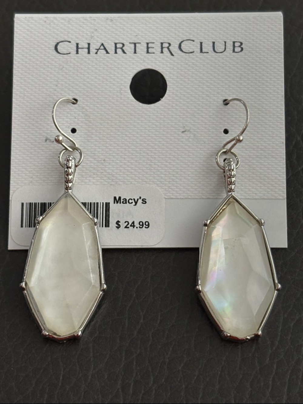 Charter Club Silver-Tone Iridescent Drop Earrings
